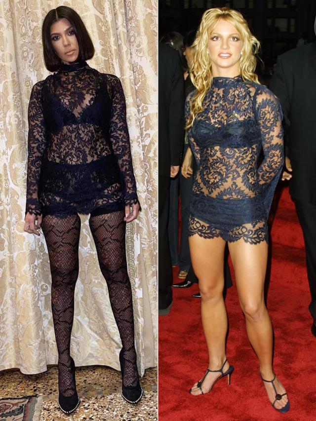 Kourtney Kardashian Models the Same Sheer Dress Britney Spears First Wore  to 2001 MTV VMAs