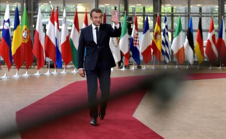 French President Emmanuel Macron arrives at the EU summit in Brussels, Belgium, June 22, 2017. REUTERS/Eric Vidal