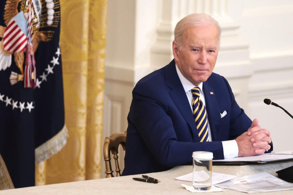 United States President Joe Biden speaks during a National Governors Association meeting