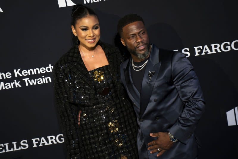 Eniko Hart and Kevin Hart attend the Mark Twain Prize For American Humor at The Kennedy Center in Washington on Sunday. Photo by Bonnie Cash/UPI