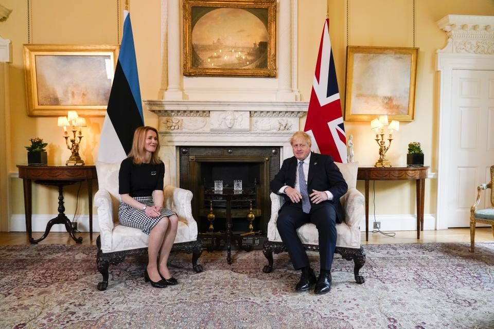 Prime Minister Boris Johnson with Prime Minister of Estonia, Kaja Kallas (PA)