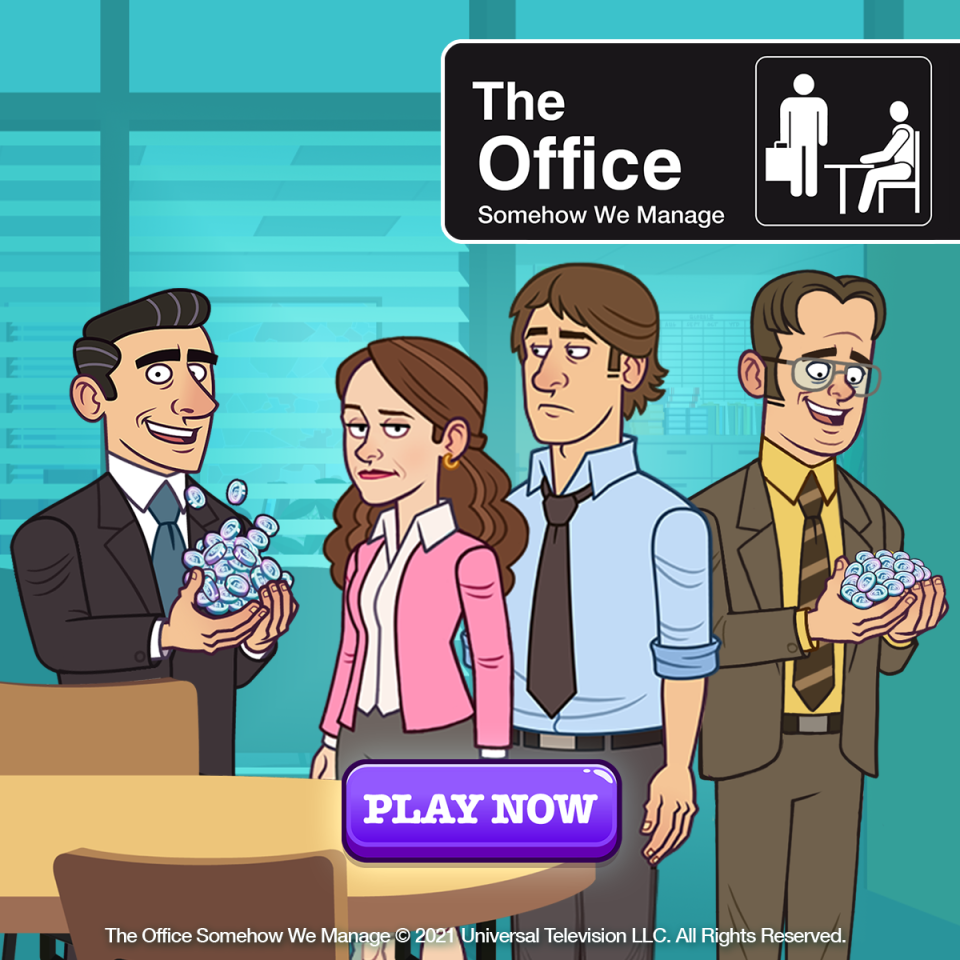 Join your favorite Dunder-Mifflin co-workers in the new mobile game &#39;The Office: Somehow We Manage&#39; (Photo: East Side Games Group)