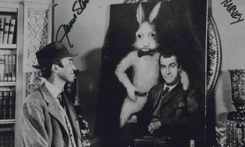 <p>Harvey (1950). Ever had an invisible friend? Well if the answer is yes, the main character of this film can totally relate. Elwood P. Dowd (James Stewart) is a middle-aged, amiable (and somewhat eccentric) individual whose best friend is an invisible 6'3.5" tall rabbit named Harvey. As you can imagine, this creates a few problems.</p>