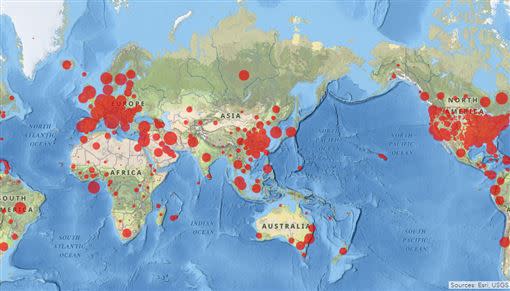 全球確診累計至今（31）已突破78.5萬例。（圖／翻攝自Johns Hopkins Coronavirus Resource Center）