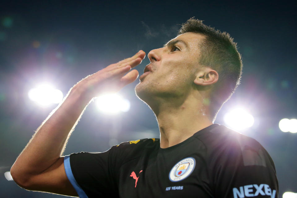 Rodri scored Manchester City's third goal in the 4-1 win over Burnley. (Photo by Alex Livesey/Getty Images)