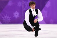 <p>Latvia’s Deniss Vasiljevs competes in the men’s single skating short program of the figure skating event during the Pyeongchang 2018 Winter Olympic Games at the Gangneung Ice Arena in Gangneung on February 16, 2018. / AFP PHOTO / ARIS MESSINIS </p>