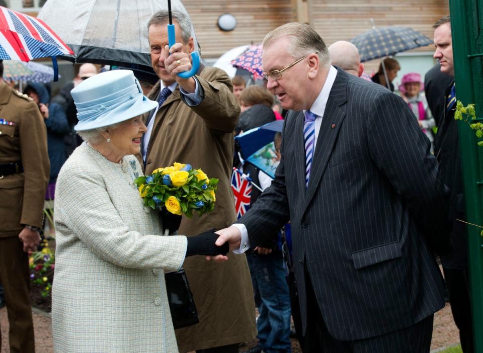 The Queen met with Aberfan Disaster survivor Jeff Edwards, who was just eight at the time (Arthur Edwards/WPA Pool/Getty Images)