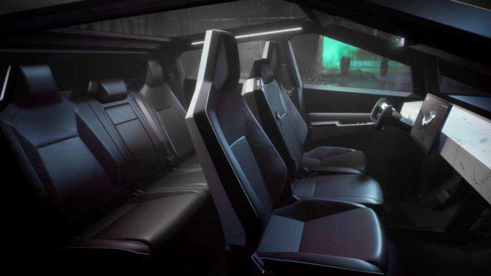 Cybertruck有Yoke方向盤，還會提供6人座的空間機能。(圖片來源/ Tesla)