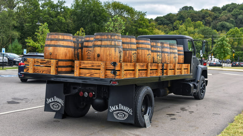 Jack Daniel's truck with barrels