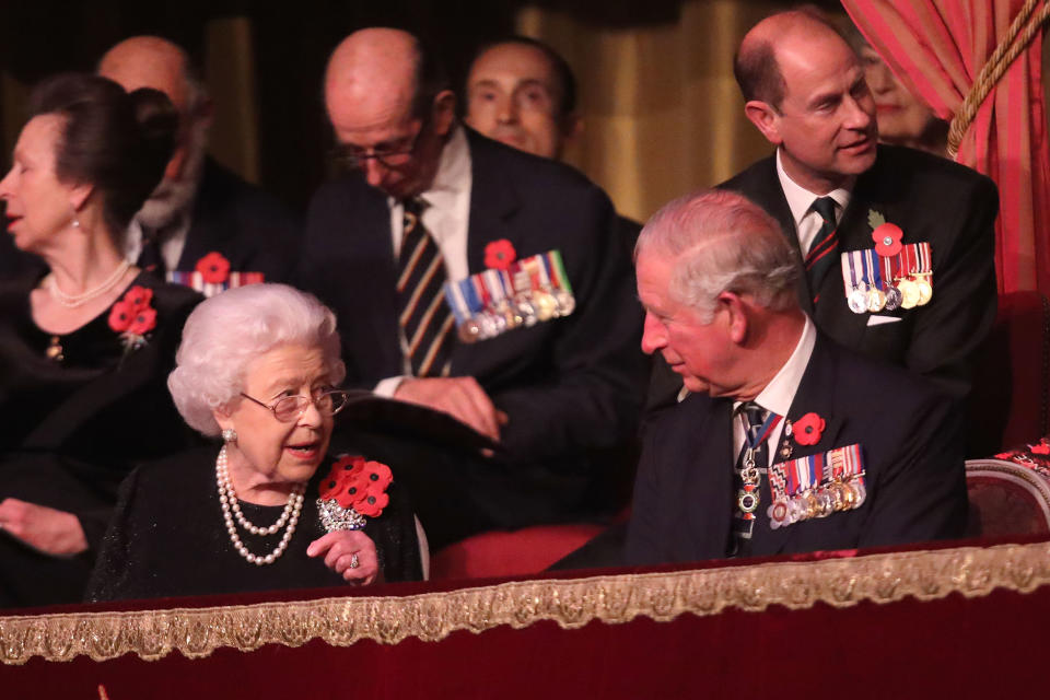 Queen Elizabeth II and Prince Charles attend the Royal British Legion Festival of Remembrance at the Royal Albert Hall on Nov. 10 in London.&nbsp; (Photo: Chris Jackson via Getty Images)