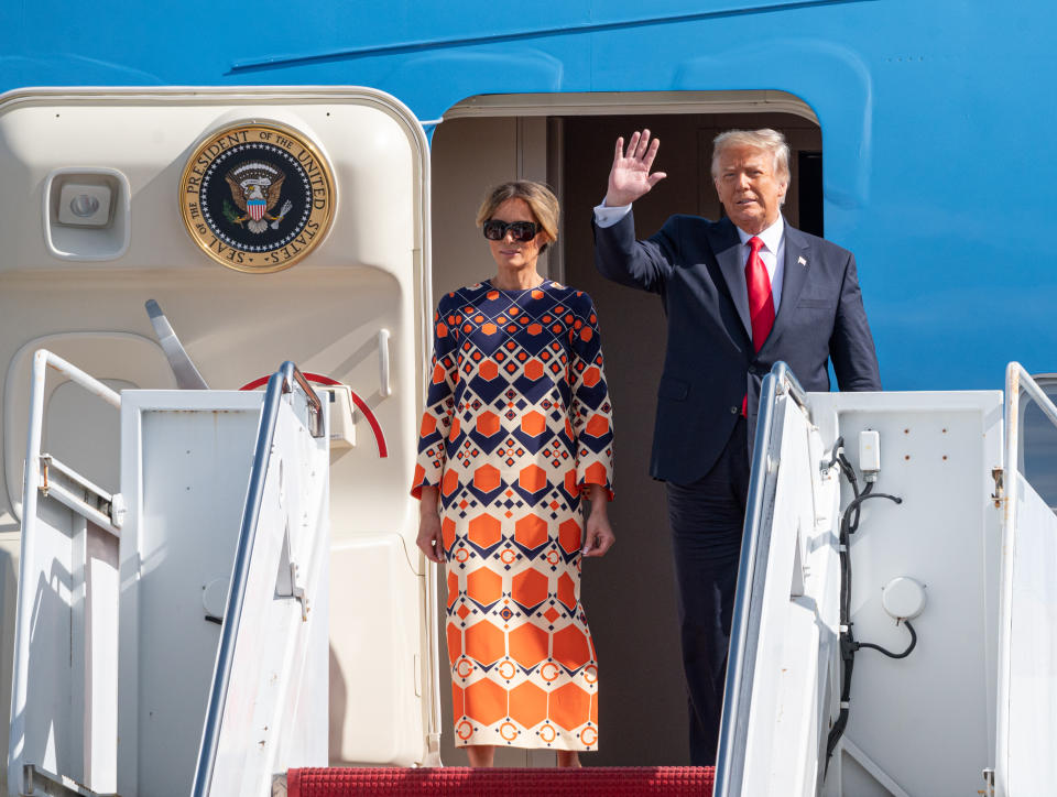 The Trumps land in Florida, after flying on Air Force One for the last time. (Getty Images)