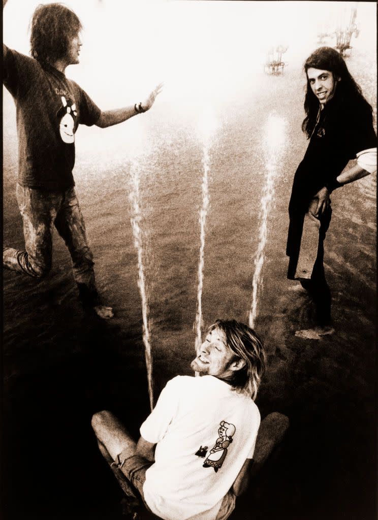 <p>Nirvana is photographed before a performance in Rotterdam, Netherlands in 1991. </p>