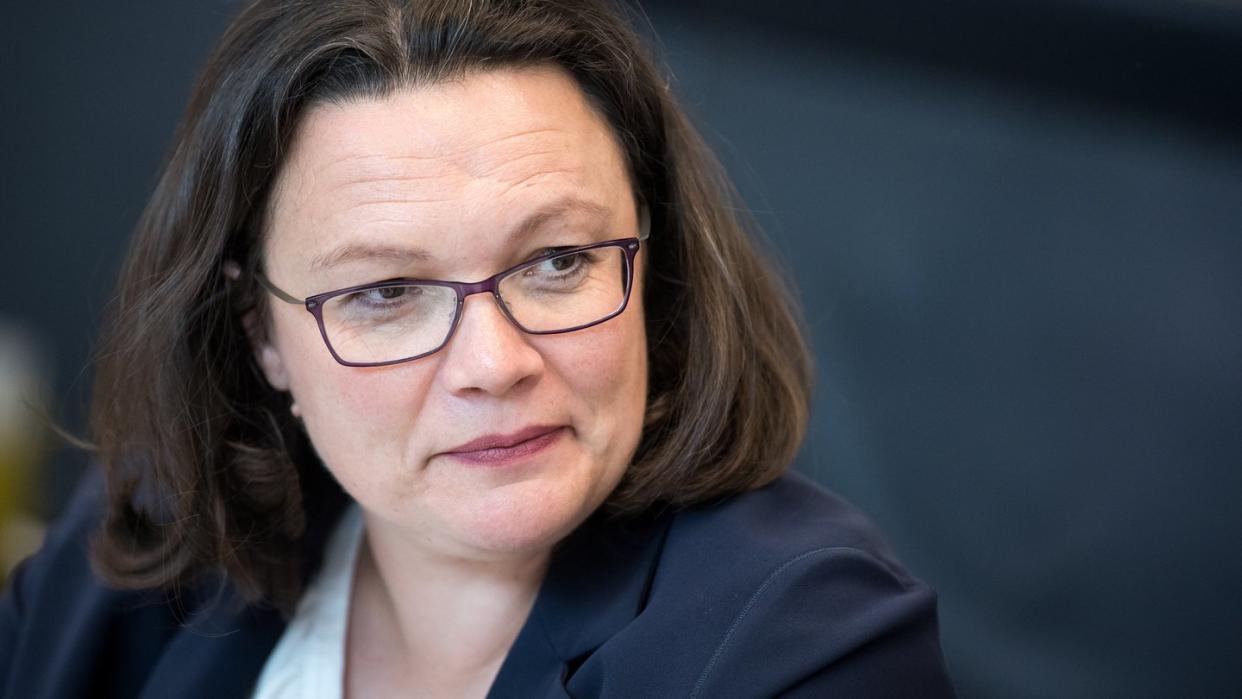 SPD-Chefin Andrea Nahles Anfang juli bei einer Fraktionssitzung der SPD-Fraktion im Bundestag. Foto: Bernd von Jutrczenka