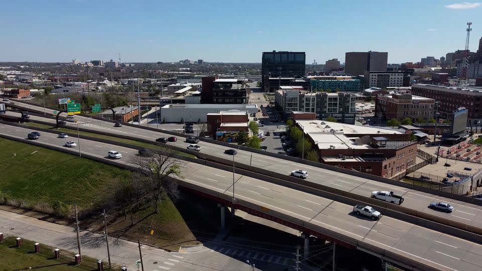 Interstate 244, built as part of the federal highway acts of the 1960s, was constructed right through the heart of the Greenwood neighborhood. The program director for the Greenwood Cultural Center says that was the final blow to the community. - Yon Pomrenze/CNN
