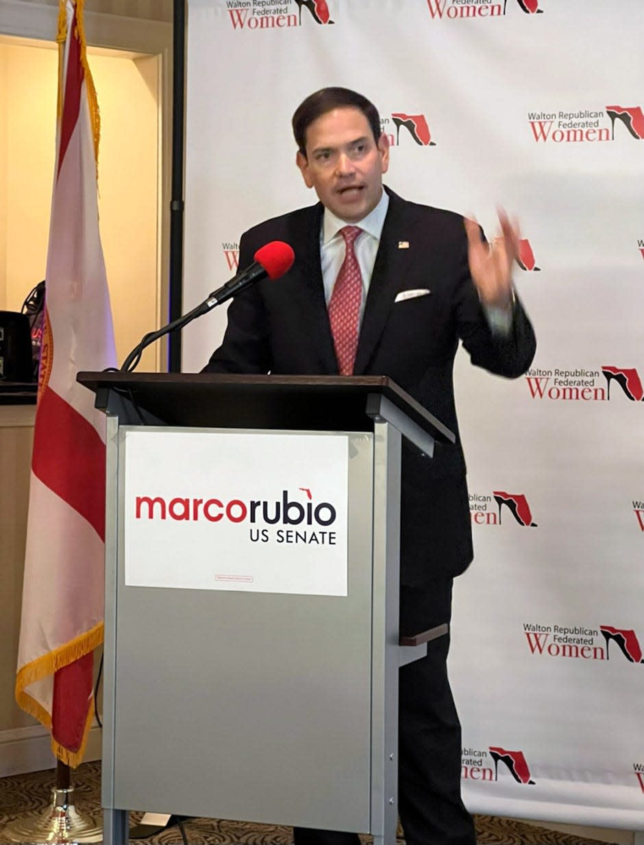 Marco Rubio speaks to attendees at the Walton Republican Women Federated's July 6 luncheon in Northwest Florida.