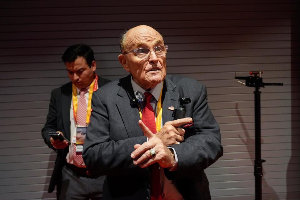 Trump loyalist Giuliani flew to the RNC in first-class but his lawyers clarified that he didn’t pay for the luxury seat with his own cash (AP)