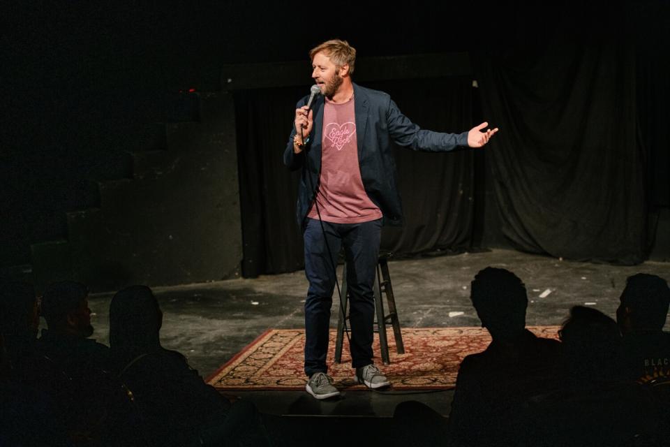 Rory Scovel, a stand-up comedian, writer and performer on stage at the end of April.