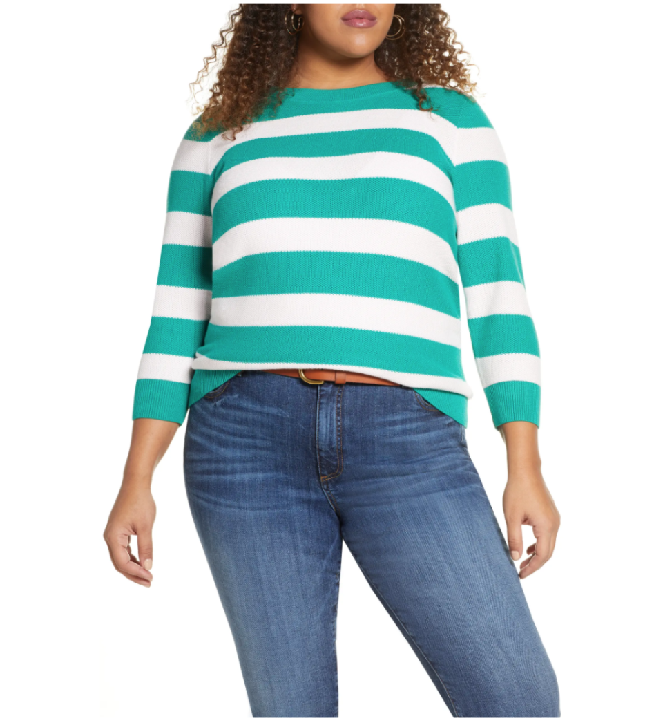 Halogen x Atlantic-Pacific Three Quarter Sleeve Sweater. Image via Nordstrom.