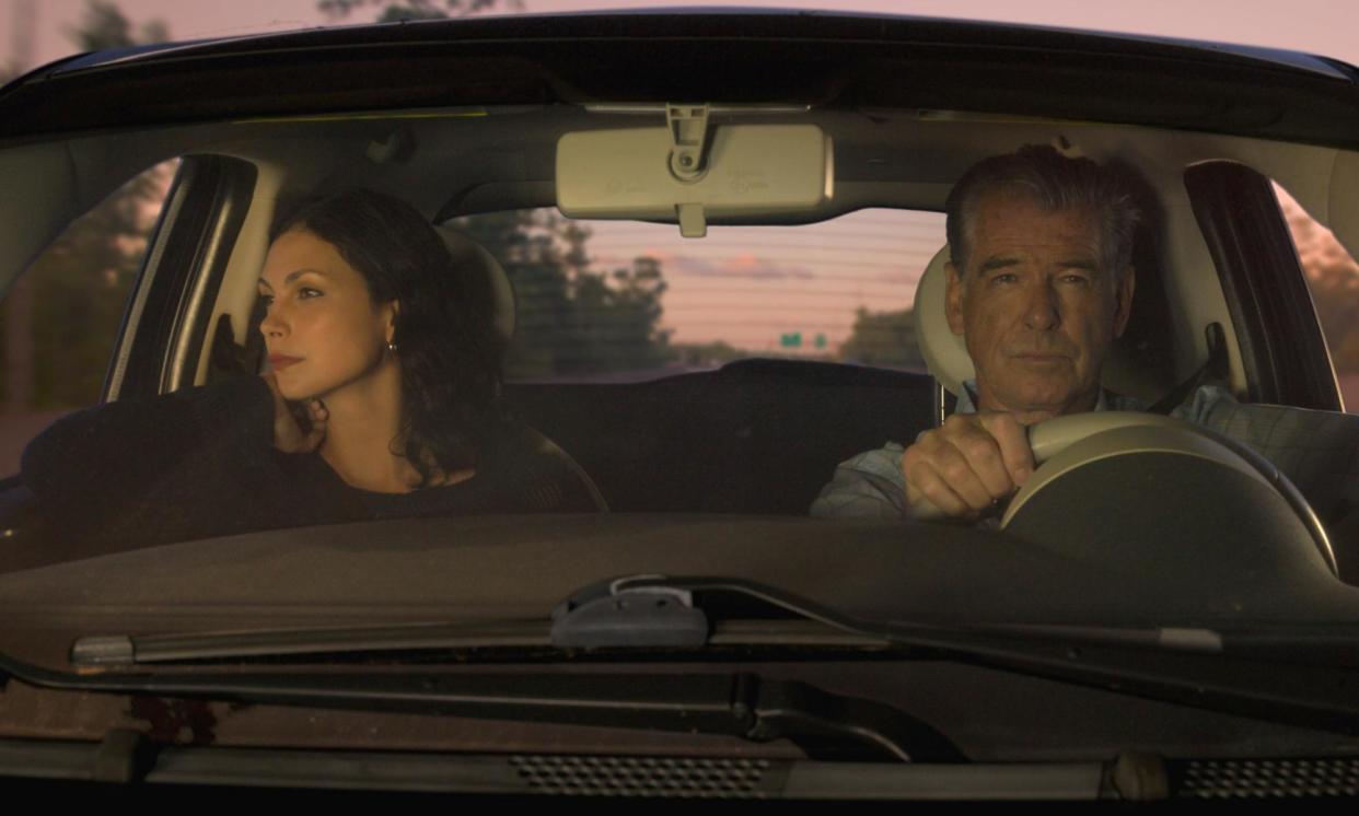 <span>Throwback style … Morena Baccarin and Pierce Brosnan in Fast Charlie.</span><span>Photograph: Signature Entertainment</span>