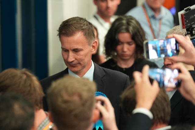 Chancellor of the Exchequer Jeremy Hunt at the declaration for the Godalming and Ash constituency