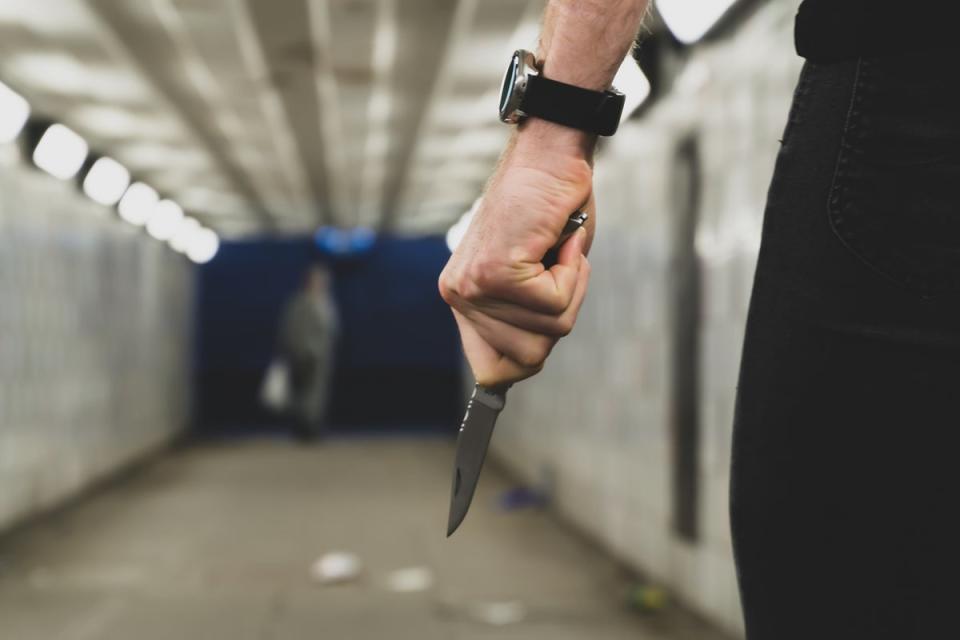 The ONS said there was a ‘noticeable increase’ (20 per cent) in the number of robberies involving a knife or sharp instrument (Getty Images/iStockphoto)