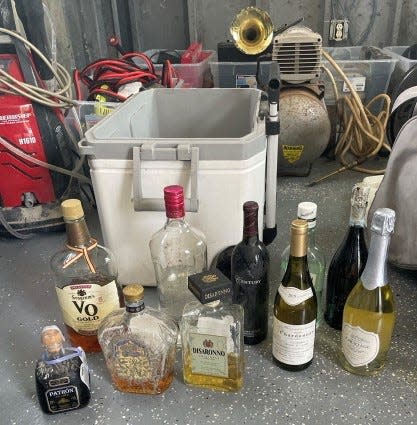 Hurricane party: This lost liquor is now in police custody, awaiting its owner.