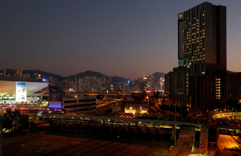 Protesters clash with police outside Hong Kong Polytechnic University (PolyU) in Hong Kong