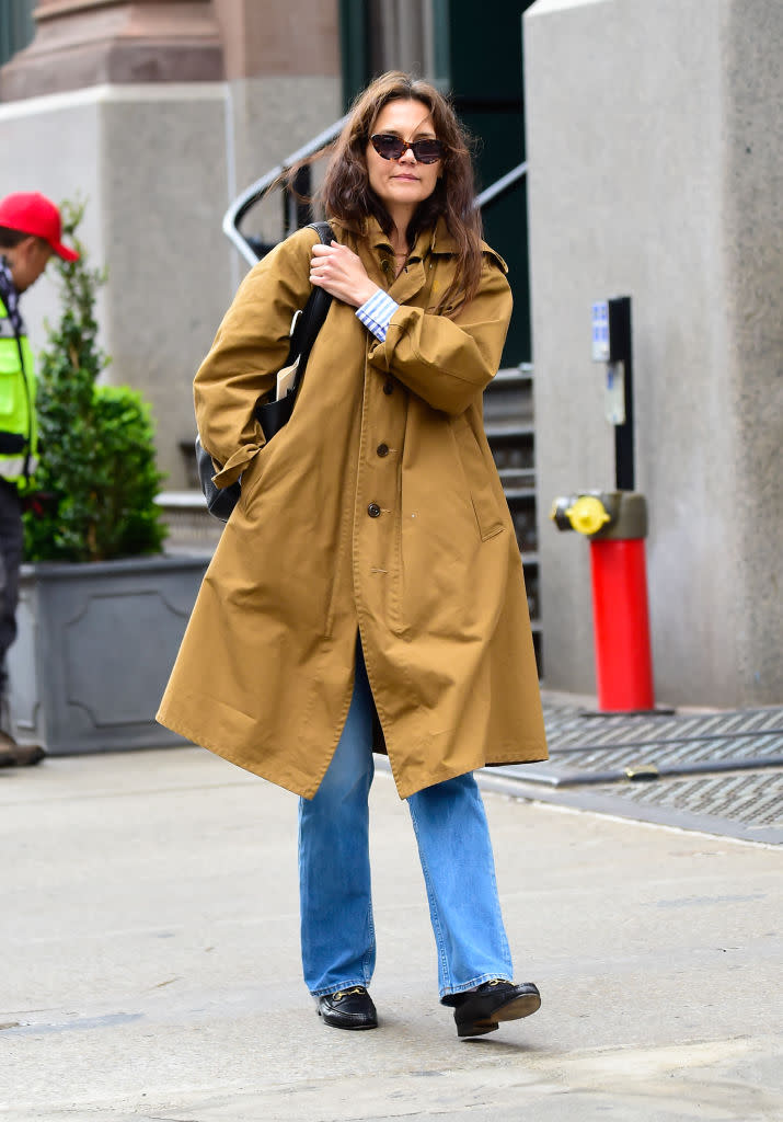 NEW YORK, NEW YORK - APRIL 18: Katie Holmes is seen walking in Soho on April 18, 2024 in New York City. (Photo by Raymond Hall/GC Images)