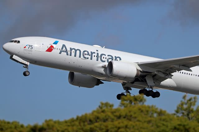 <p>Urbanandsport/NurPhoto via Getty</p> A stock image of an American Airlines plane