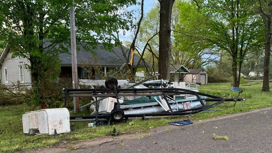 Damage on Driftwood Drive in Colon Township on May 7, 2024. (Courtesy Michigan State Police)