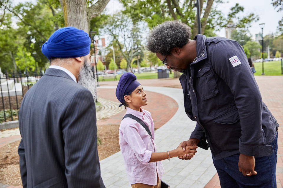 W. Kamau Bell photographed in Cambridge, Massachusetts, shooting an episode about Sikhism for the third season of "United Shades of America." (Photo: CNN/United Shades of America)