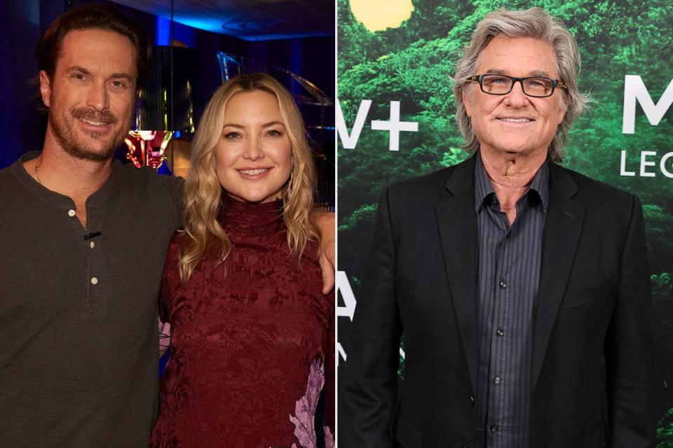 <p>Trae Patton/NBC/NBCU Photo Bank via Getty; Eric Charbonneau/Getty</p> Oliver and Kate Hudson and Kurt Russell