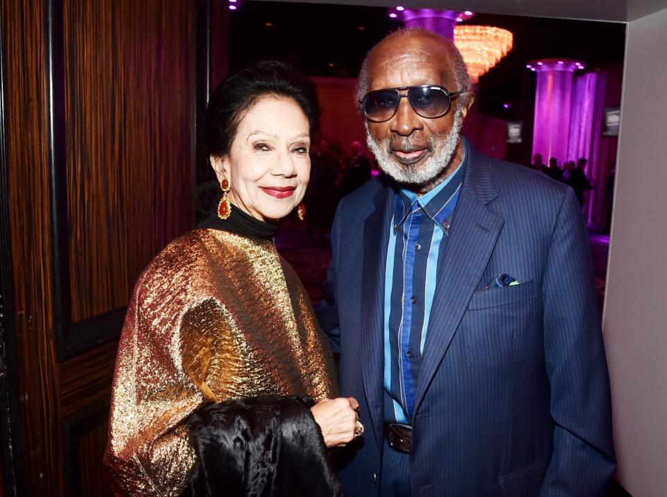 Jacqueline and Clarence Avant attend a gala before the Grammy Awards in January 2020.