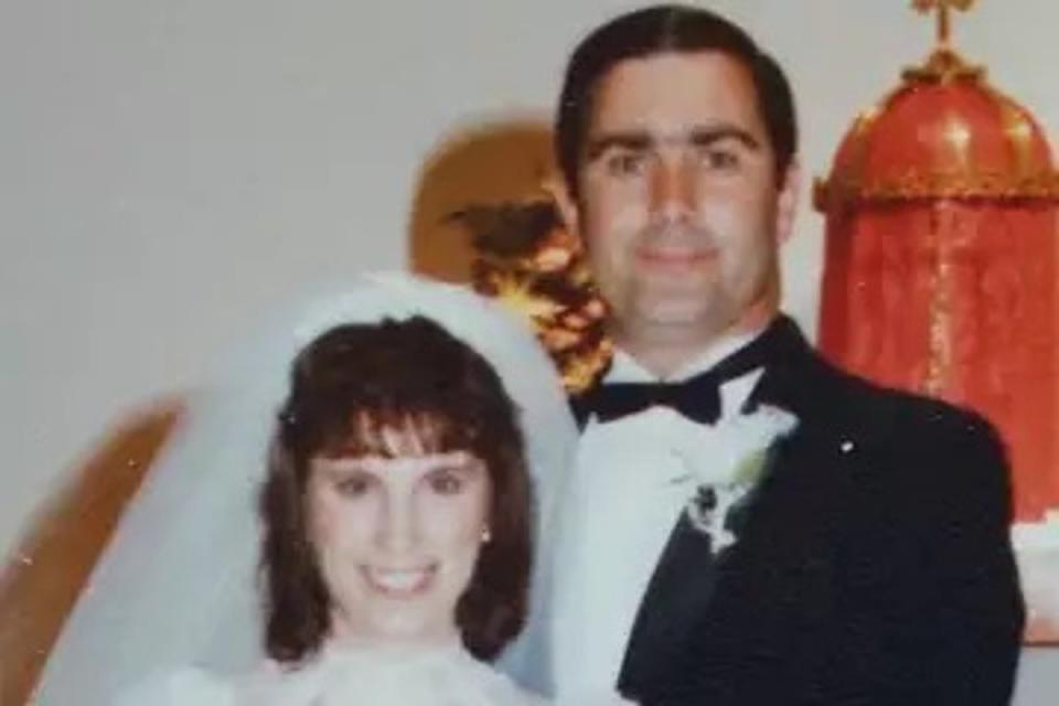 Peter Bergna pictured with his new bride, Rinette, about 11 years before he killed her (Washoe County Sheriff)