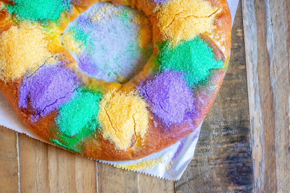 A king cake from Hi-Do Bakery located outside New Orleans.