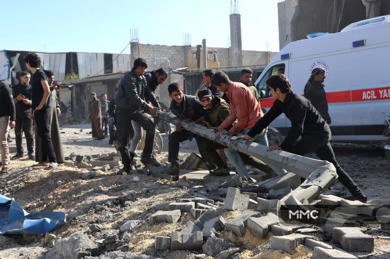 Aftermath of an explosion in Syria's al-Bab city