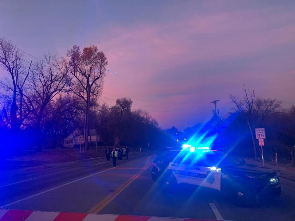 Kansas City, Kansas police shot and killed a man after authorities say he wrestled the gun away from one officer near North 57th Street and Tauromee Avenue on Monday afternoon.