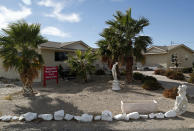 The Love Ranch brothel is seen, Tuesday, Oct. 16, 2018, in Pahrump, Nev. Dennis Hof, a legal pimp who gained notoriety for an HBO series about his brothel business and who fashioned himself as a Donald Trump-style Republican candidate for the state Legislature, was found dead hours after his 72nd birthday bash, authorities said Tuesday. (AP Photo/John Locher)