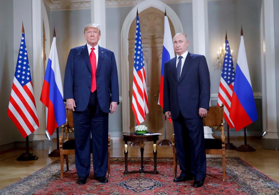 Presidents Donald Trump and Vladimir Putin of Russia in Helsinki in July, 2018.