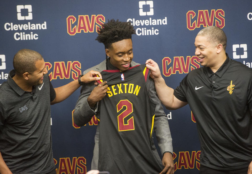 Days after LeBron James agreed to sign with the Los Angeles Lakers, the Cleveland Cavaliers signed first round draft selection Collin Sexton. (AP Photo)