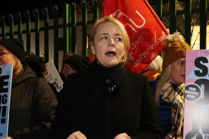 Sharon Graham UNITE on a picket line in Coventry with striking Ambulance workers