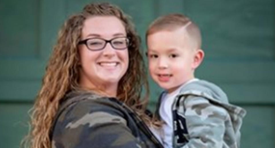 Erika Hurt, 28, holding her son Parker, 3.