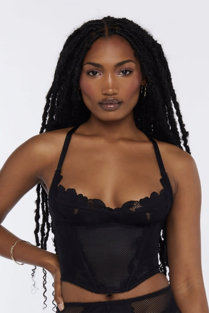 savage x fenty corset, black lace top, bustier 