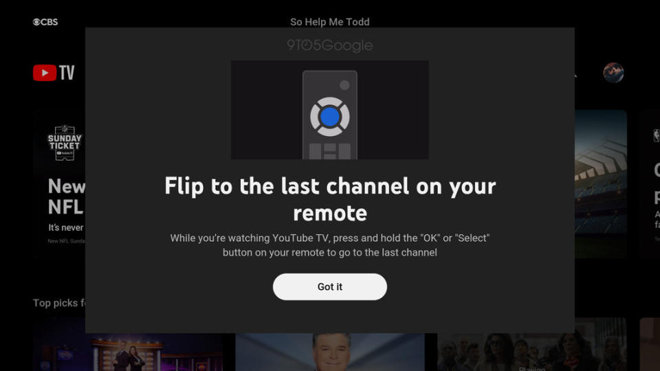 YouTube TV Last Channel Shortcut animation