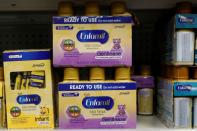 Mead Johnson's product Enfamil baby formula are displayed on a store shelf in New York