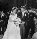 <div class="caption-credit"> Photo by: intheusualway.blog.com</div><div class="caption-title">1953 - JFK & Jackie Kennedy</div>The wedding of Jackie and JFK beautifully exemplifies how formal weddings came back into style in the fifties. He wore a morning suit and she wore her grandmother's lace veil, a tiara of orange blossoms and a gown stitched from fifty yards of cream faille. The classic formal wedding. <br> <a href="http://www.babble.com/mom/here-comes-the-bride-history-of-weddings-throughout-the-20th-century-photos/?cmp=ELP|bbl|lp|YahooShine|Main||020613||HereComesTheBrideHistoryofWeddingsThroughoutthe20thCenturyPHOTOS|famE|||" rel="nofollow noopener" target="_blank" data-ylk="slk:For 18 more ways weddings have changed throughout the 20th century, visit Babble!;elm:context_link;itc:0;sec:content-canvas" class="link "><b><i>For 18 more ways weddings have changed throughout the 20th century, visit Babble!</i></b></a>