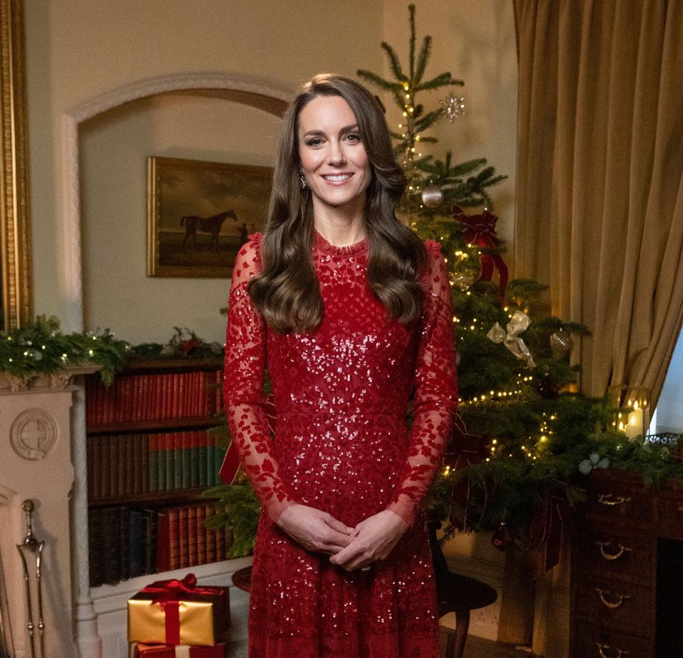 Kate Middleton Wows in Red Dress for Royal Carols Together at