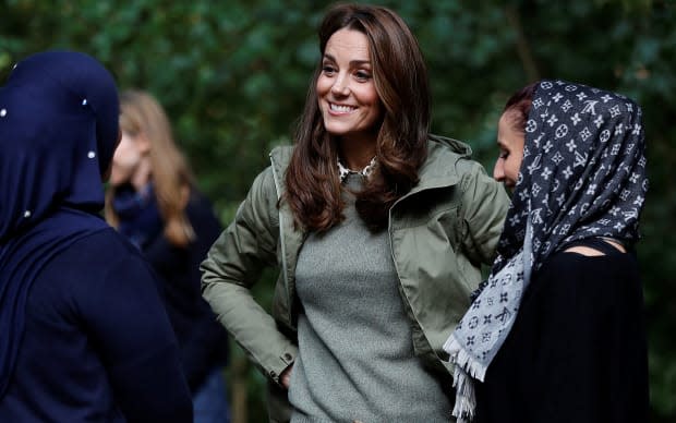 <p>In her first official event after her third maternity leave, Kate Middleton rocked a forest-worthy outfit: a green jacket by Fjallraven (Swedish maker of the eponymous backpacks), a wool sweater, brown jeans and her beloved leather boots by Penelope Chilvers. </p>