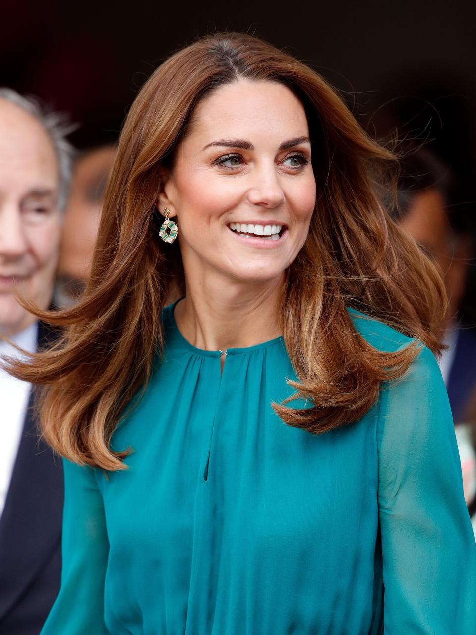 Catherine, Duchess of Cambridge visits the Aga Khan Centre on October 2, 2019 in London, England. The visit is ahead of her and Prince William's Royal Tour to Pakistan