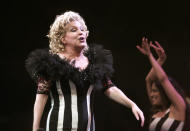 Bette Midler performs a song during her "The Divine Miss Millennium Tour" appearance, December 16 at the Staples Center in Los Angeles. **DIGITAL IMAGE**